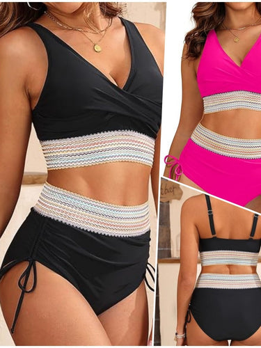Dame højtaljede vinkle-crop-top-bikini-sæt Stilla