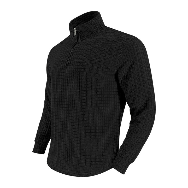 Herre fleece-pullover med høj tæt hals og strukturmønster Stilla
