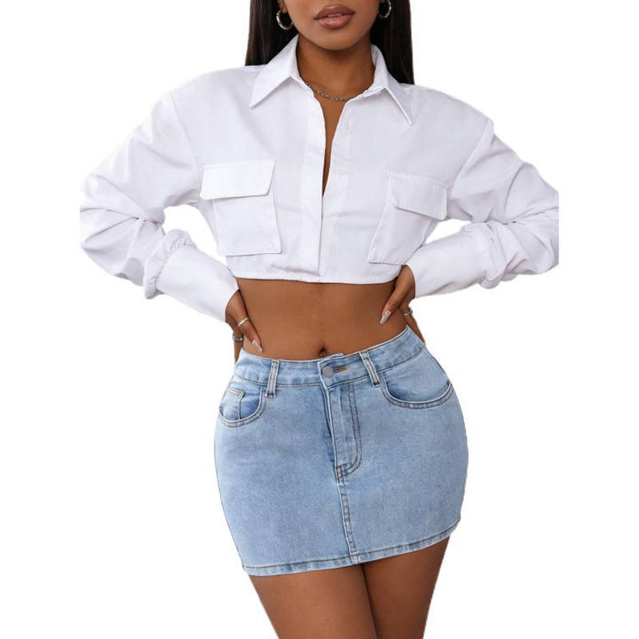 Dame Denim Miniskørt med elegante snøre detaljer Skovae