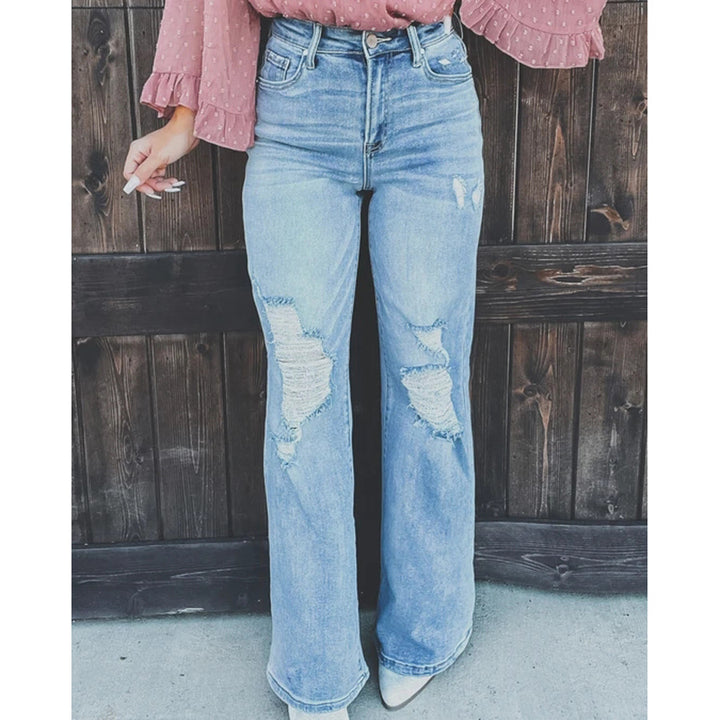 Dame Relaxed Fit Jeans med frayed detaljer og afslappet stil Stilla