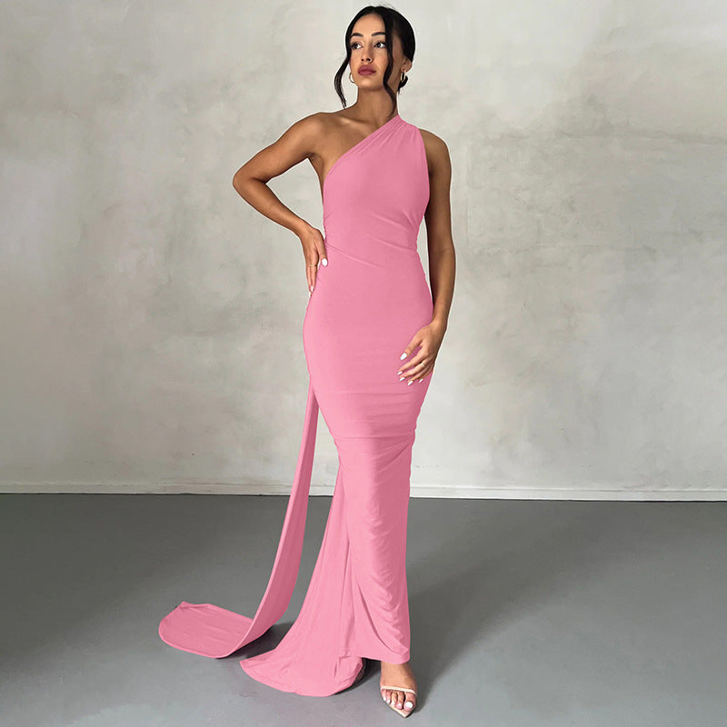 Damer Elegant One-Shoulder Aftenkjole Skovae