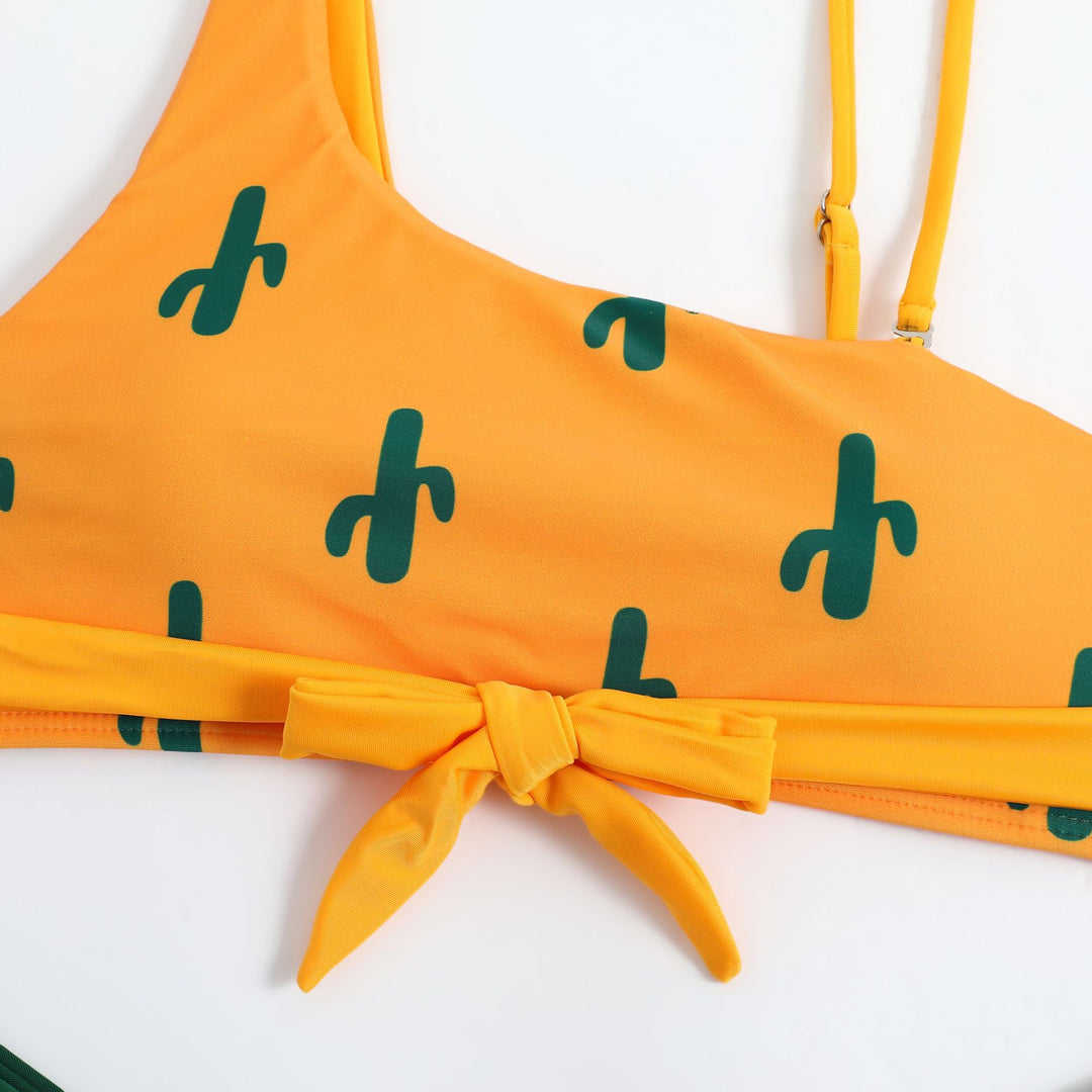 Dame En-Skulder Kaktus Tryk Bikini Sæt Stilla