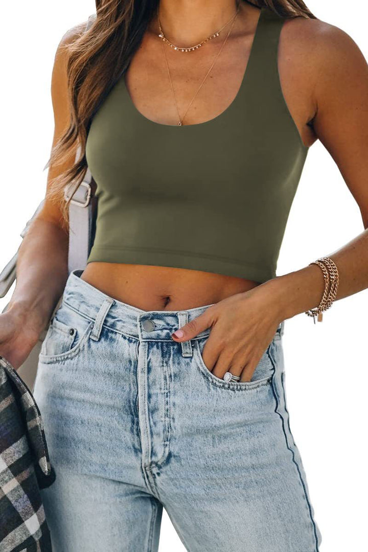 Dame sporty crop-top med brede stropper og tætsiddende snit Stilla