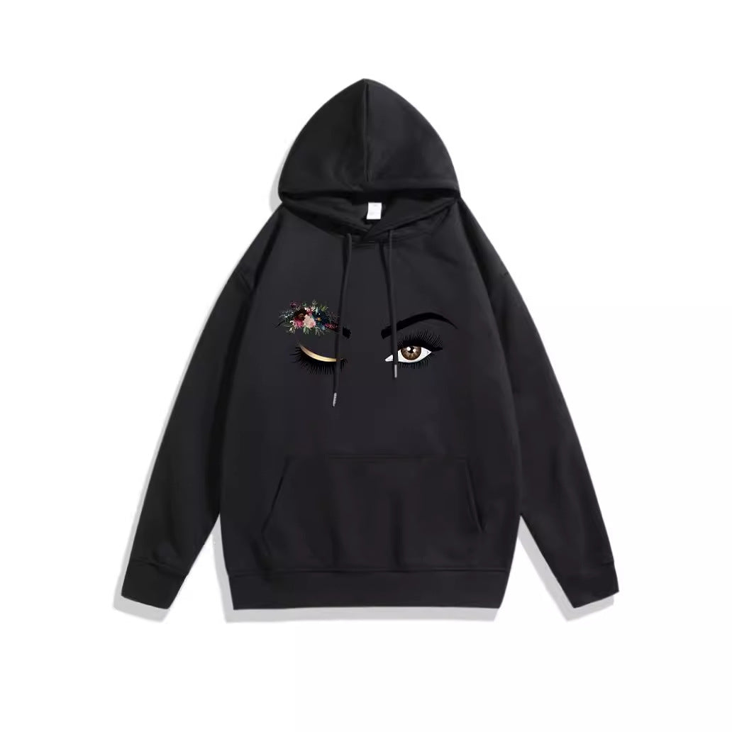 Dame Hoodie med Kreativt Øje Motiv Skovae