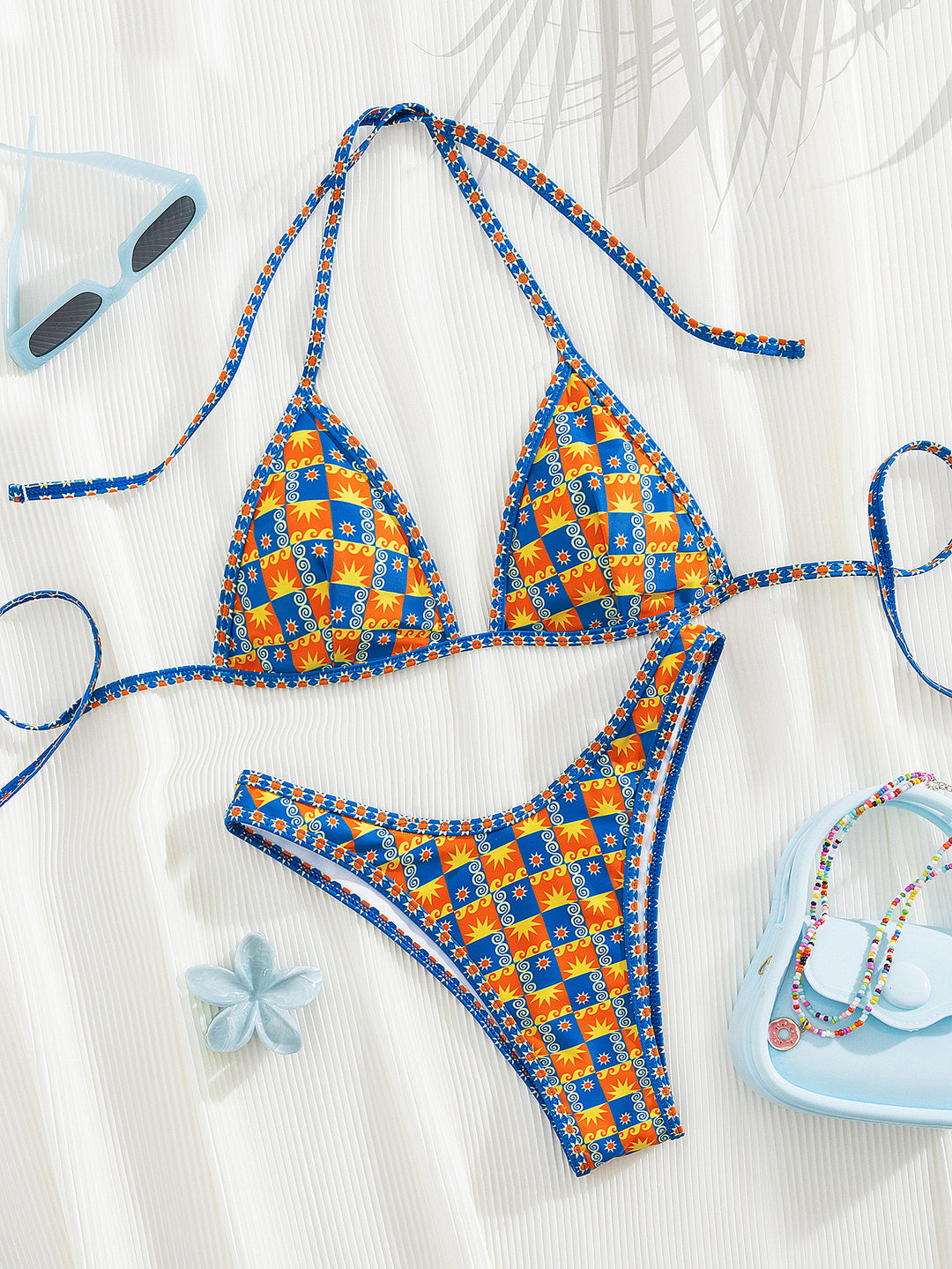 Dame Triangel-Bikini med spændende stribe-design Skovae