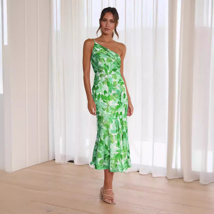 Damer Elegant Maxikjole med asymmetrisk snit og florale mønstre Stilla