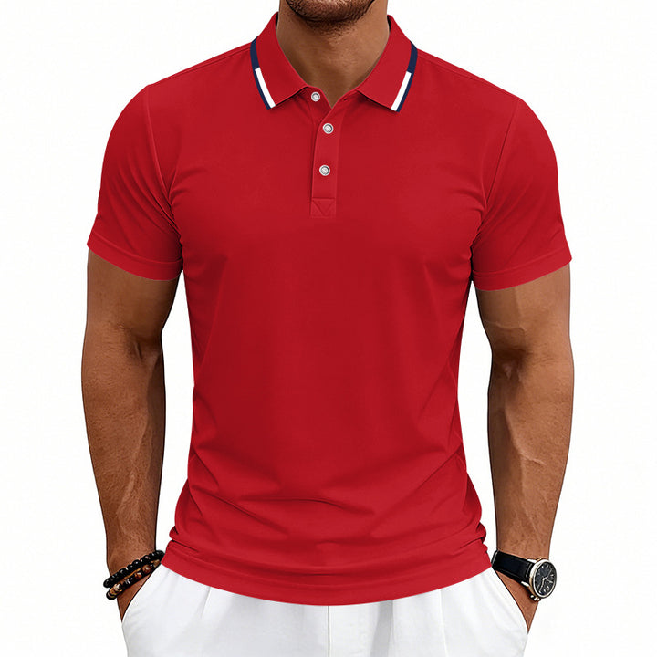 Herrer nan tailored kortærmet polo shirt med kontrastkrave i åndbart piqué Skovae