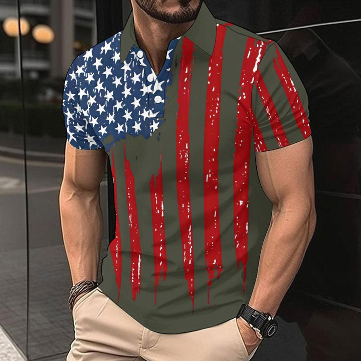 Herrer mode polo skjorte med patriotisk design Stilla