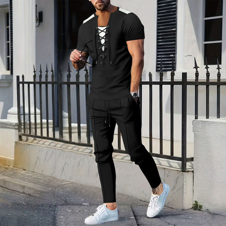 Herre stilfuld fritidsoutfit med afslappet snøredesign og elastisk bånd Stilla
