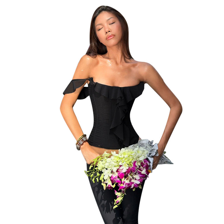 Dame elegant spidseskjorte med asymmetrisk design Skovae