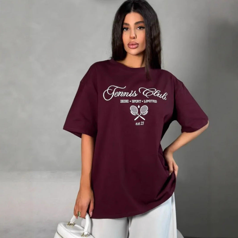 Dame T-shirt med afslappet tennis-design og højkvalitets bomuldsstof Stilla