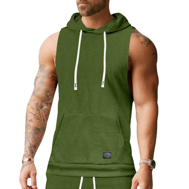 Herre ærmeløs hoodie sweatshirt med moderne rombmønster Stilla