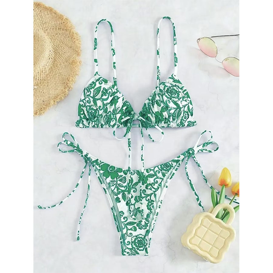 Kvinder Blomster Mønster Trekant Bikini Sæt Stilla 1750838590