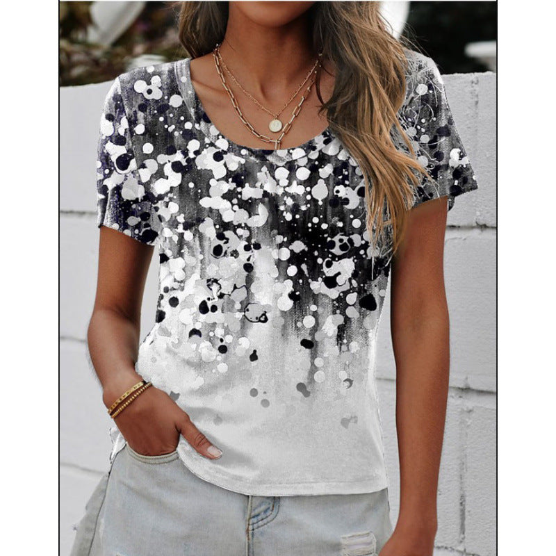 Dame Kunstnerisk Mønstret Kortærmet T-Shirt Stilla