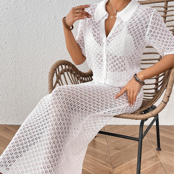 Dame elegant hæklede kimono sæt Skovae