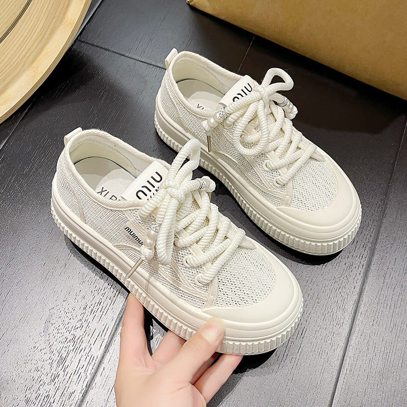 Dame plateausneakers med trendy netdesign og fashionable snøresystem Stilla