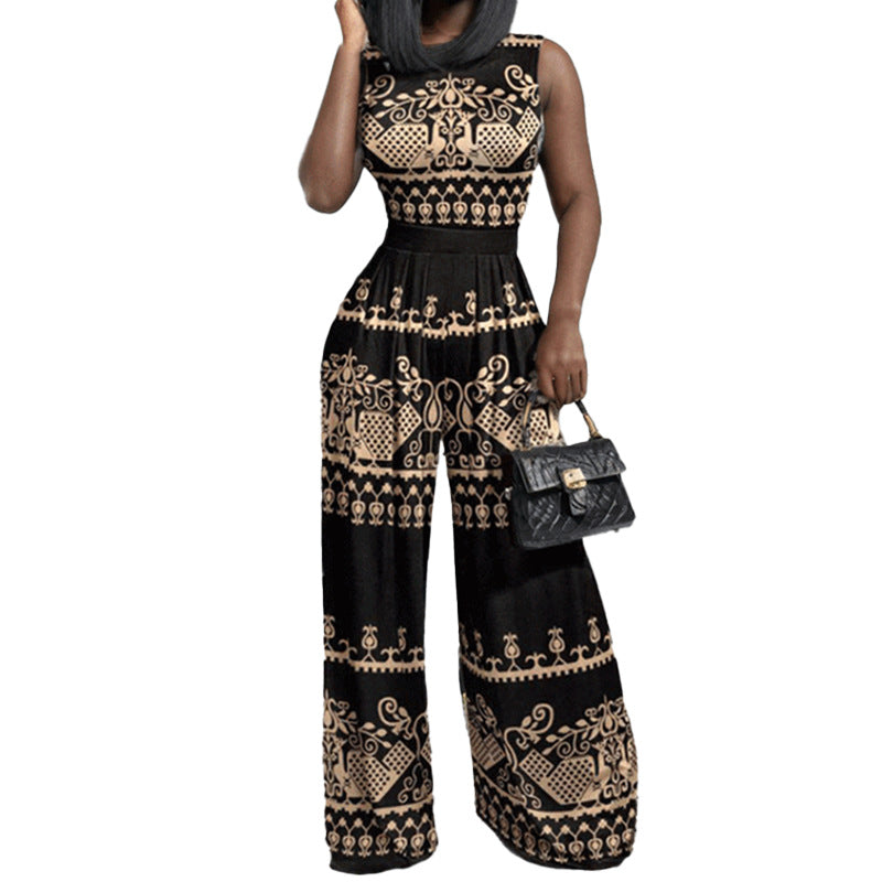 Kvinder Elegant Jumpsuit med Bred Ben og Blomster Design Stilla