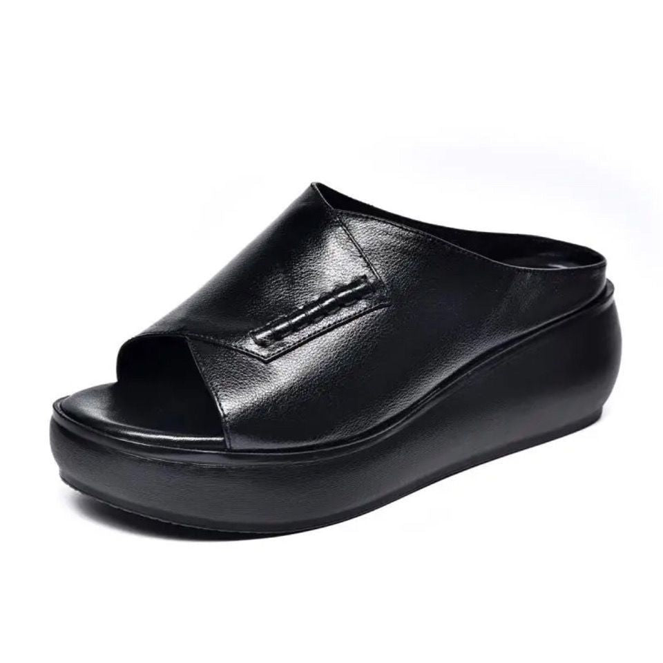 Dame åbne Wedge-sandaler med mode læderforsyning Stilla