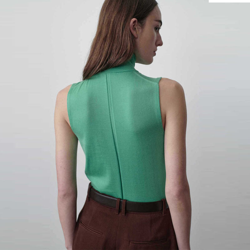 Dame ærmeløs Turtleneck-top i højkvalitets, strækbart materiale med tætsiddende pasform Stilla