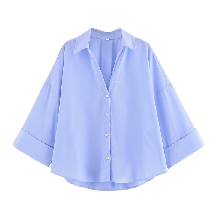 Damer elegant oversized bluse med brede ærmer Stilla