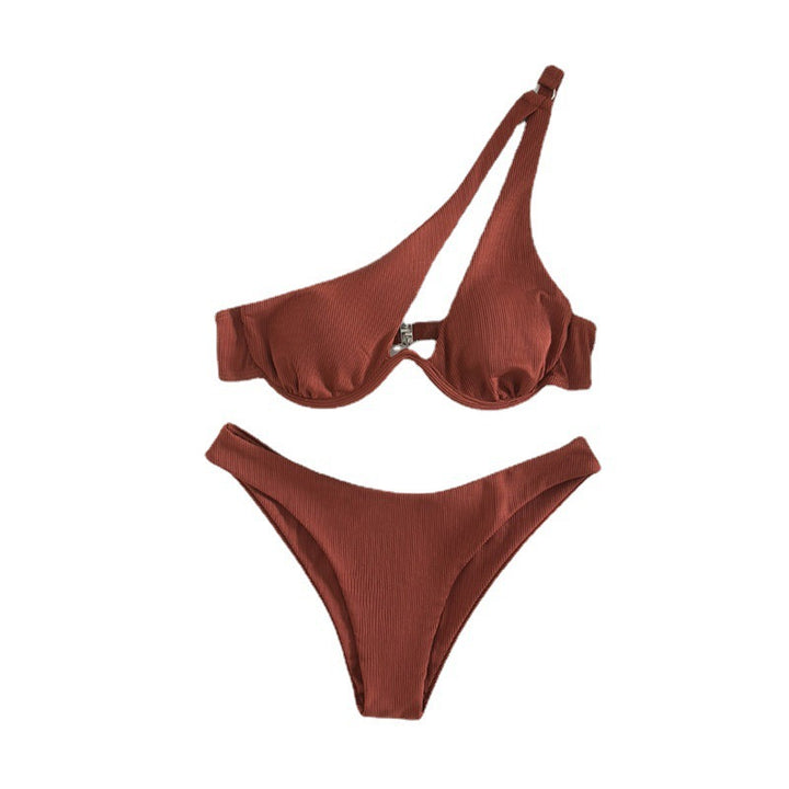 Dame Triangel-Bikini med asymmetrisk snit og komfortabel bund Skovae