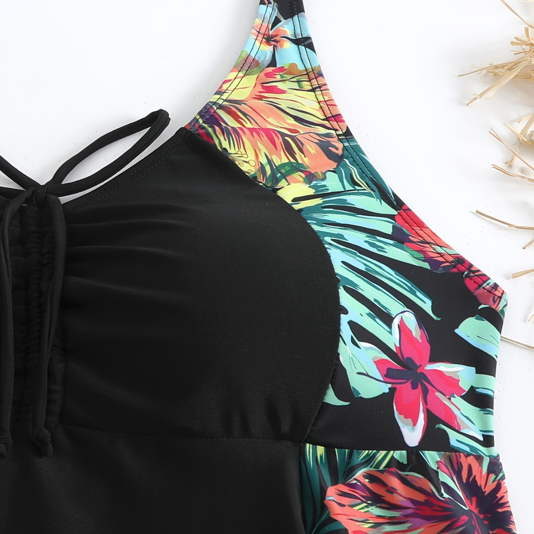 Dame Sporty Badetøj sæt med floral sideindsats Skovae