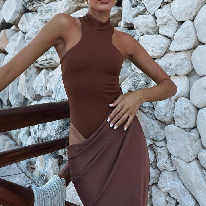 Dame maxi kjole med fashionable cut Skovae