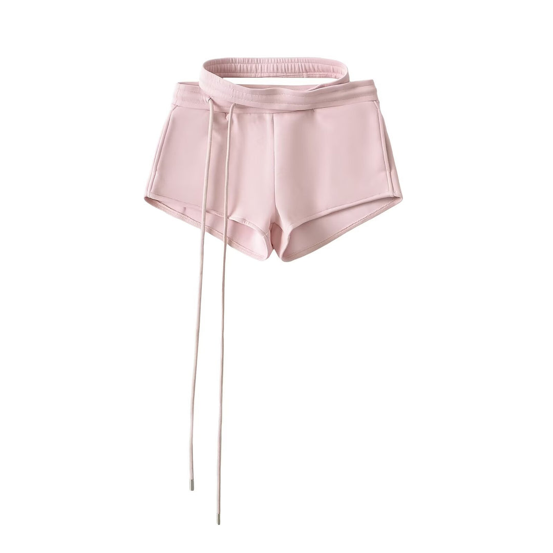 Dame Sporty Kort Shorts med innovativt indpakningsdesign og elastisk talje Stilla