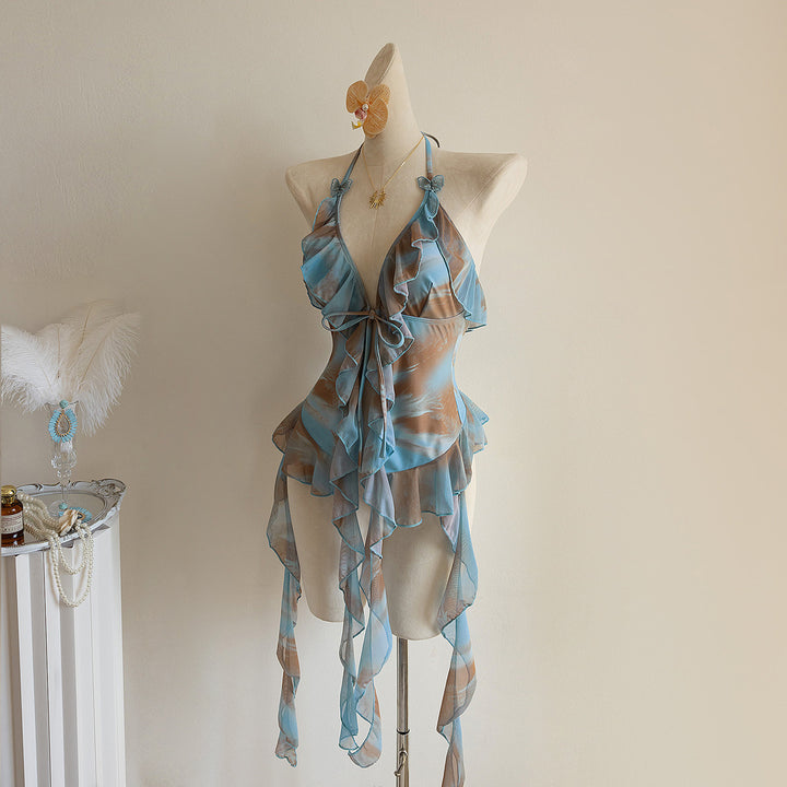 Dame Strandkjole med transparente Volants Skovae
