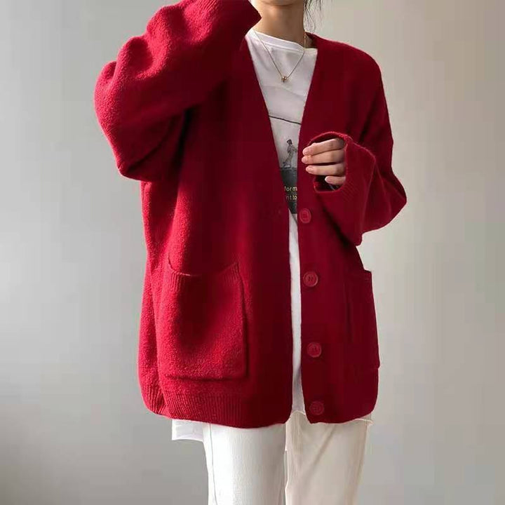 Kvindernes oversized strikkede cardigan med lommer Stilla