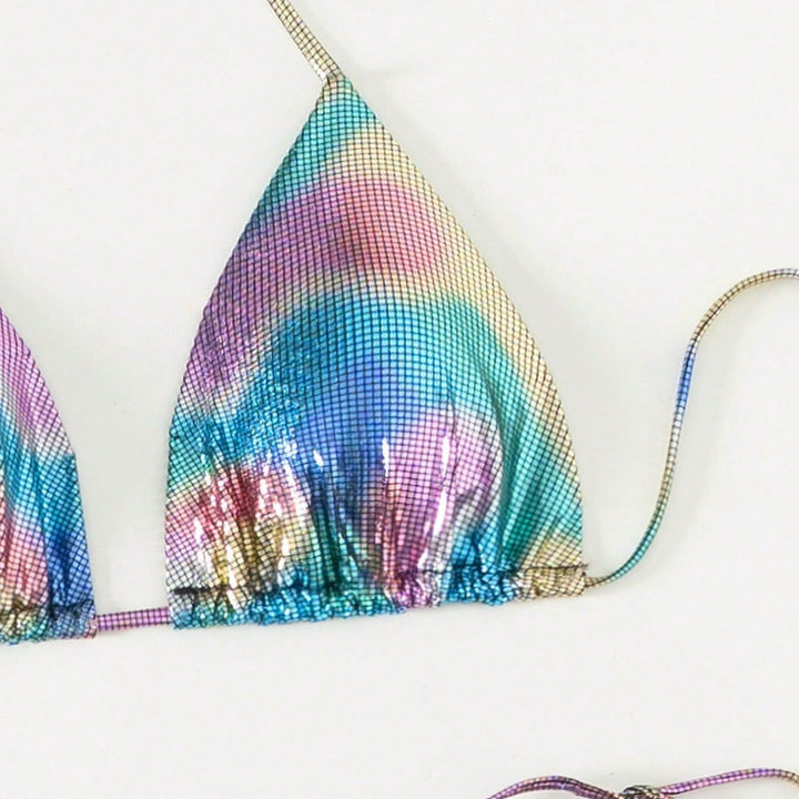 Dame funktionel triangel-bikini med stilfuld farvegradient Skovae