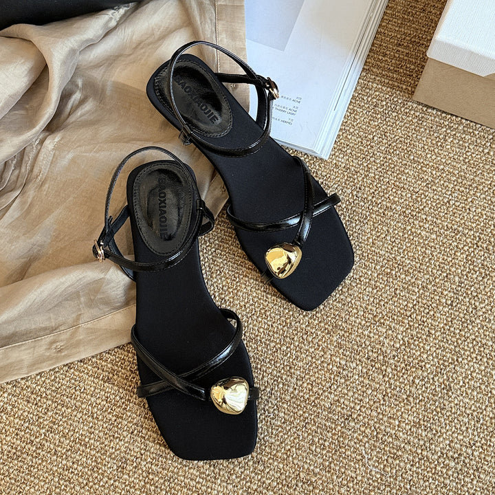 Femme Elegante Kvadratstæer snoede Sandaler Stilla