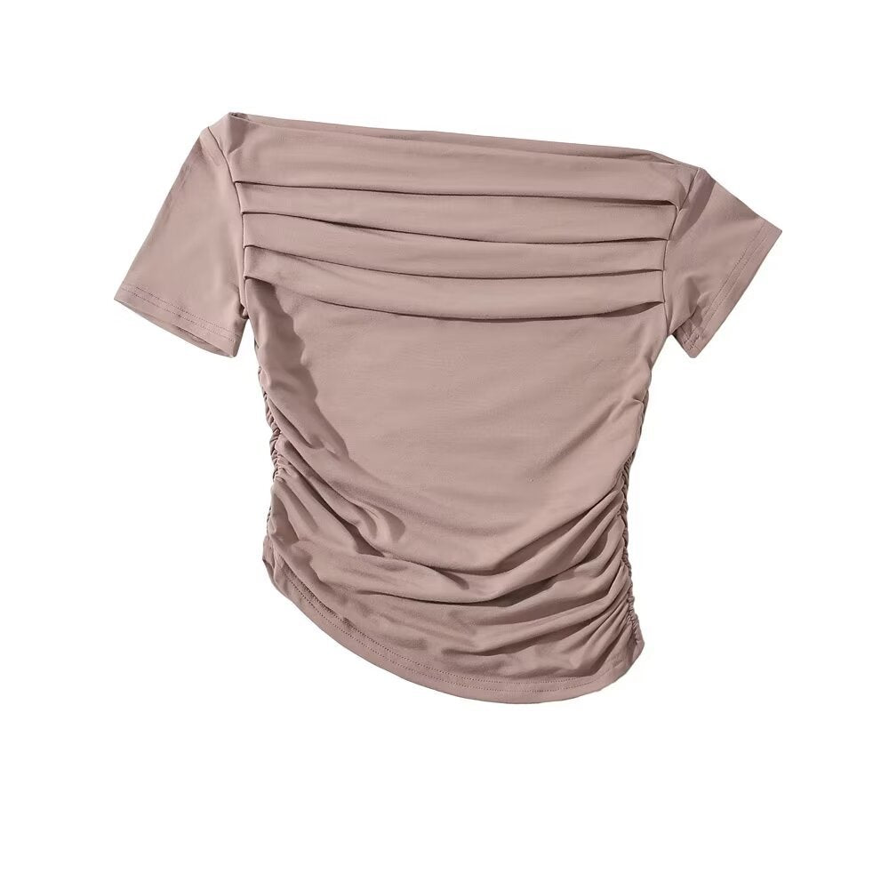 damer elegant overdel med raffinerede folder og smart off-shoulder design Stilla