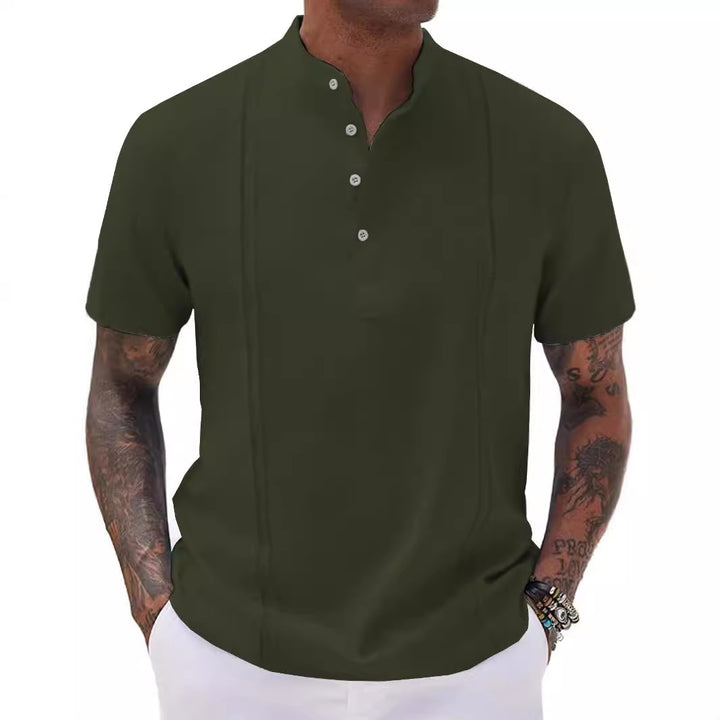 Herrer Poloshirt med moderne knapliste-design og åndbar struktur Stilla