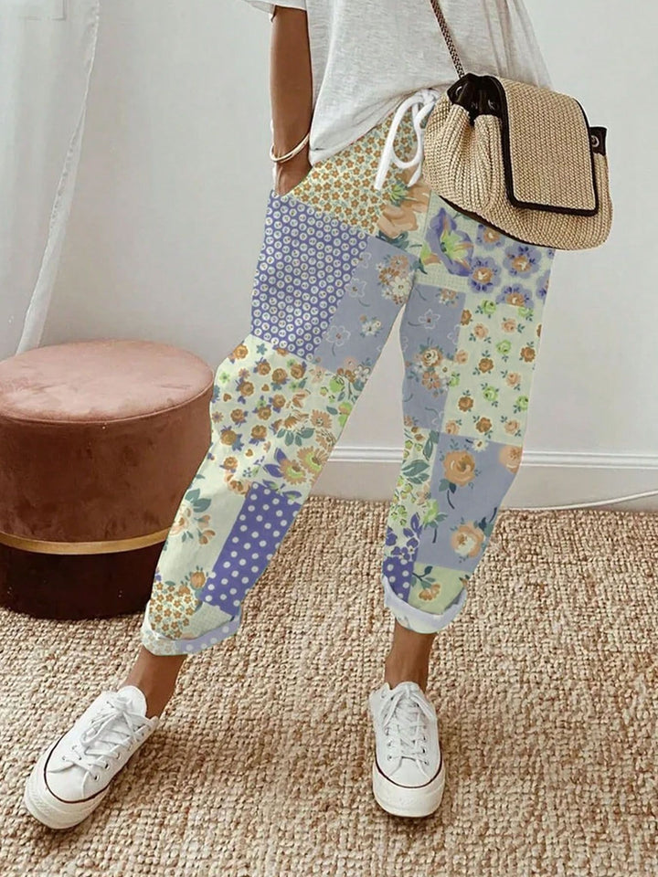 Dame Patchwork Blomster Joggingbukser Stilla