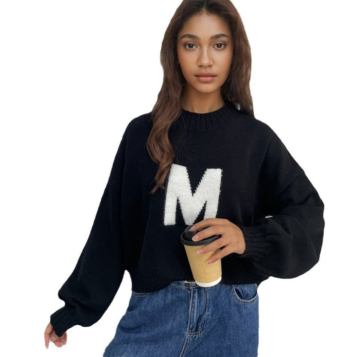 Kvinder Oversized Strik Sweater med Unikt Frontdesign Stilla