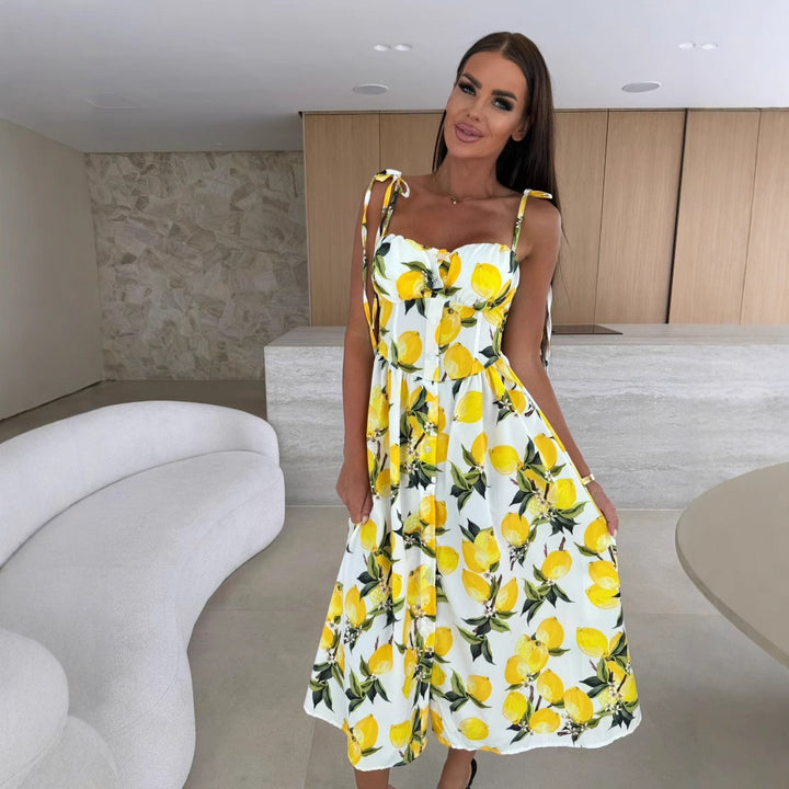 Dame Blomst A-Maxi-Kjole med justerbare stropper Stilla