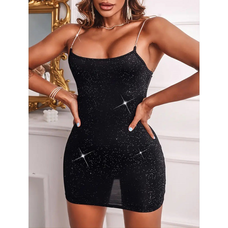Dame Glinsende Bodycon Mini Kjole Stilla