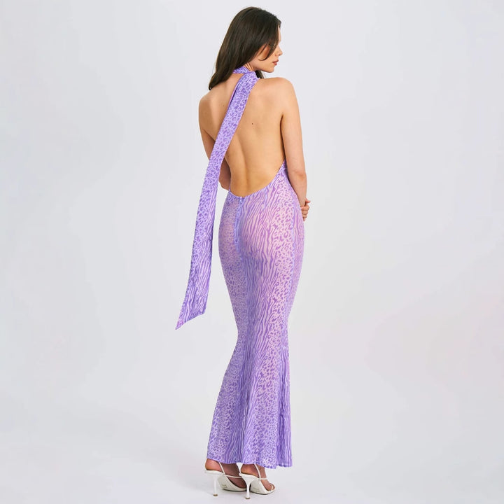 Dame Elegant Maxi Kjole med Slim Fit og Spændende Knude Detalje Stilla