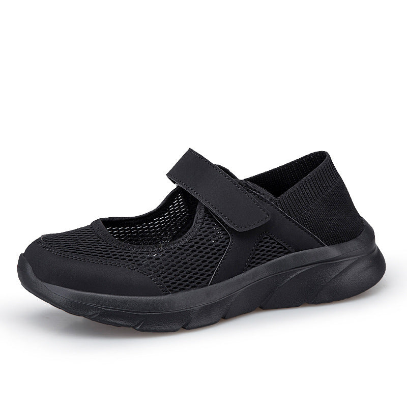Dame nan Komfort-Remmepumpsneaker med velcro lukning, sømløs strikk skaft og dæmpende let sål Skovae