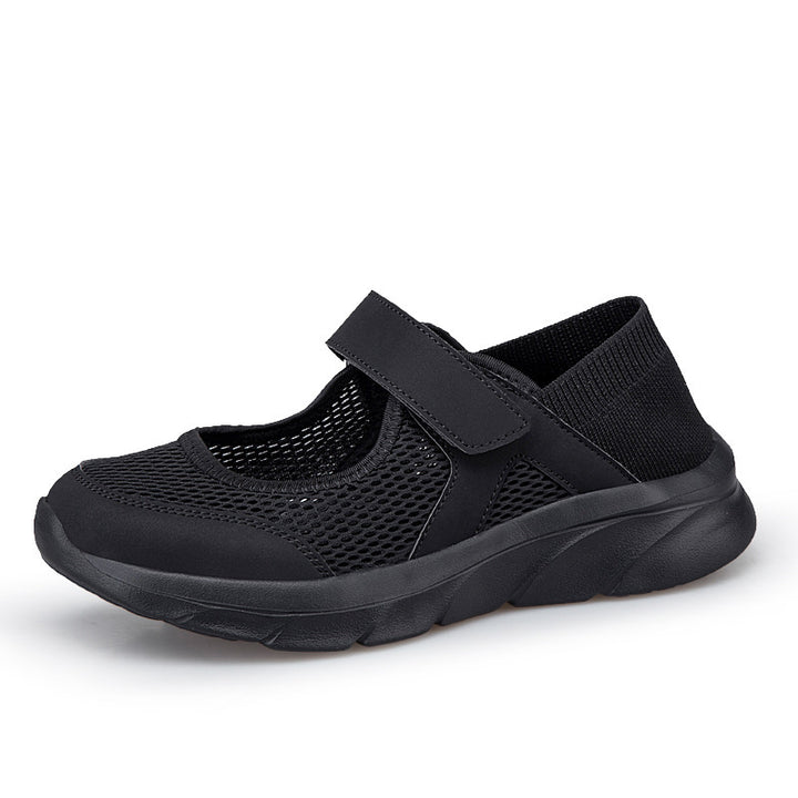 Dame nan Komfort-Remmepumpsneaker med velcro lukning, sømløs strikk skaft og dæmpende let sål Skovae