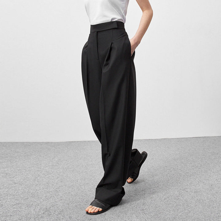 Dame løs High-Waist-joggingbukser med elegant folderlægning Stilla
