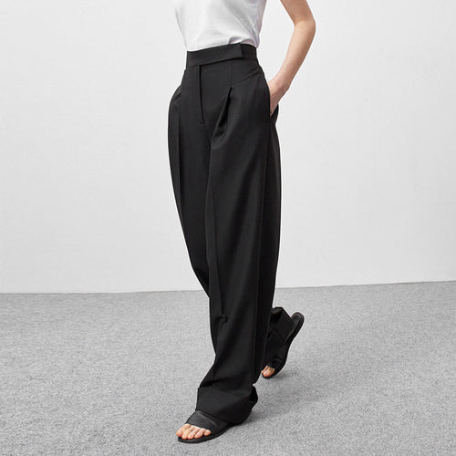 Dame løs High-Waist-joggingbukser med elegant folderlægning Stilla