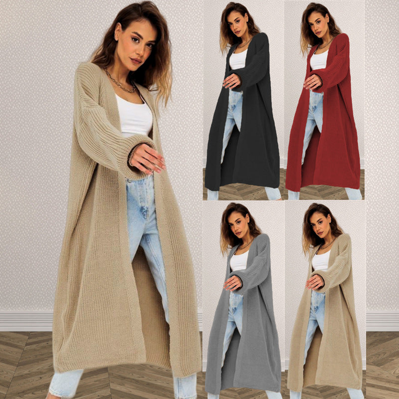 Kvinders chunky strikket cardigan med åben frontdesign og dybe lommer Stilla
