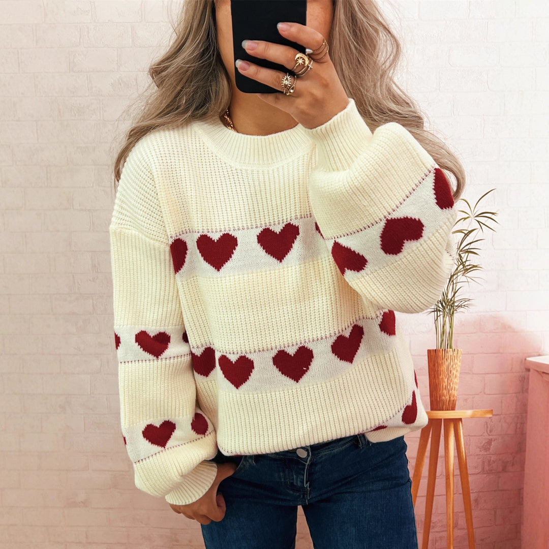 Kvinders sweater med hjerte mønster Stilla