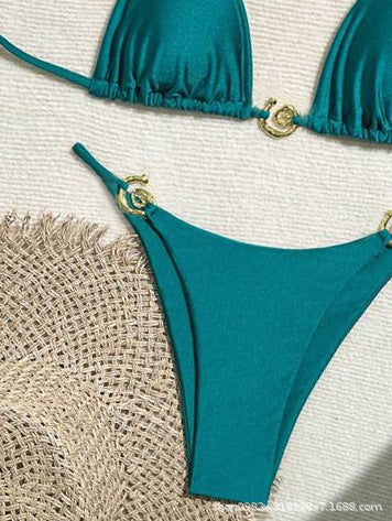 Dame Triangel-Bikini med gyldne accenter og justerbare stropper Stilla