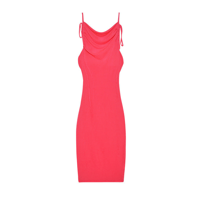 Dame Sleek Rynkning Slip Kjole med justerbare stropper Stilla