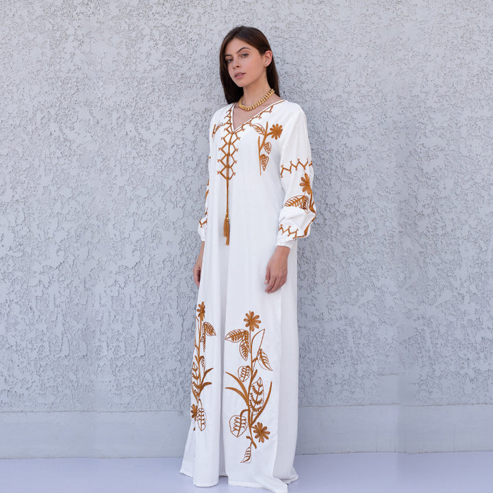 Dame Kaftan med kunstnerisk kant og afslappet snit Stilla