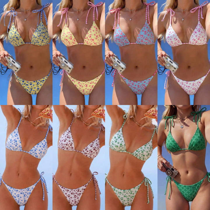 Dame triangel-bikini med legende blomster mønster Skovae