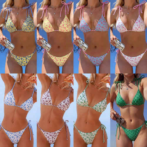 Dame triangel-bikini med legende blomster mønster Skovae